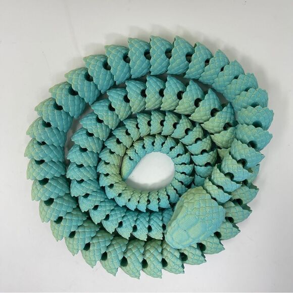 Articulating Snakes 3D Printed 5' Long (60") Teal/Yellow Color Décor Gift - Picture 2 of 7